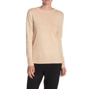 Nanette Lepore Womens L Oatmeal 2 Ply Cashmere Crew Neck Pullover Sweater NWT